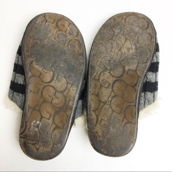 UGG Scuffette Sheepskin Gray/Black Stripe Slippers - Picture 3 of 6
